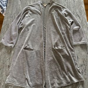 Anthropologie Donni Cardigan Rib Sweater Gray Open Front Striped, Tallie Unique